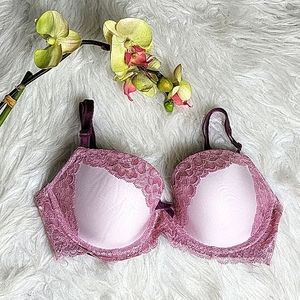 Victorias Secret Womens Dream Angels Lined Demi  Bustle Double Pink Bra